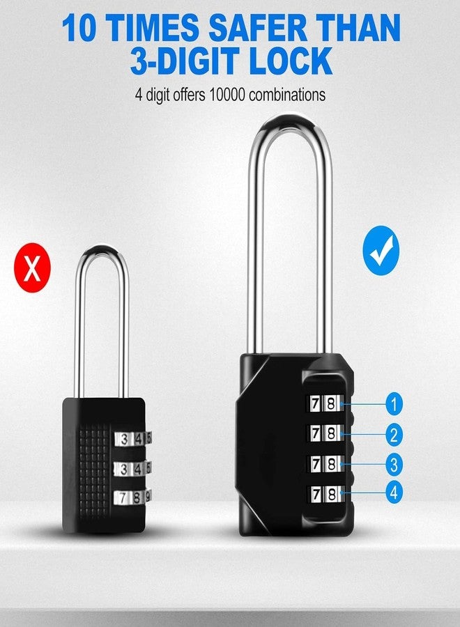 Portible 4 Digit Outdoor Waterproof Resettable Combination Padlock Pack of 2 | Heavy Duty Long Shackle Security Lock for Gate, Fence, Gym, Shed, Storage Unit, Locker, Door, Garage Anti-Rust - Image 5